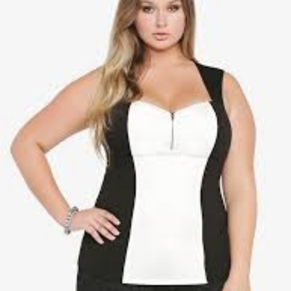 torrid Tops - Torrid Black Wht Colorblock Babydoll Bustier Top 2